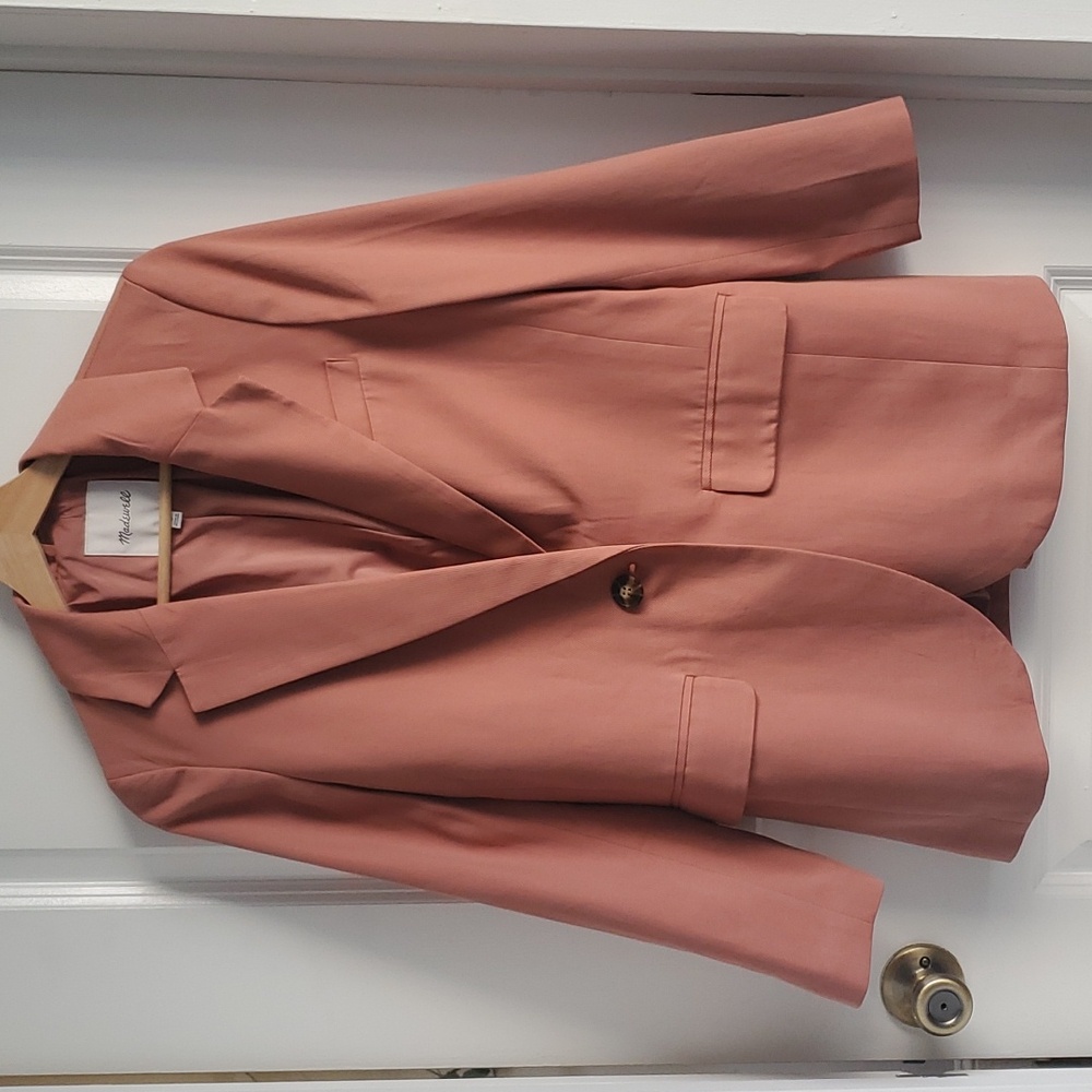 Madewell Larsen Blazer in Drapeweave, dusty rose